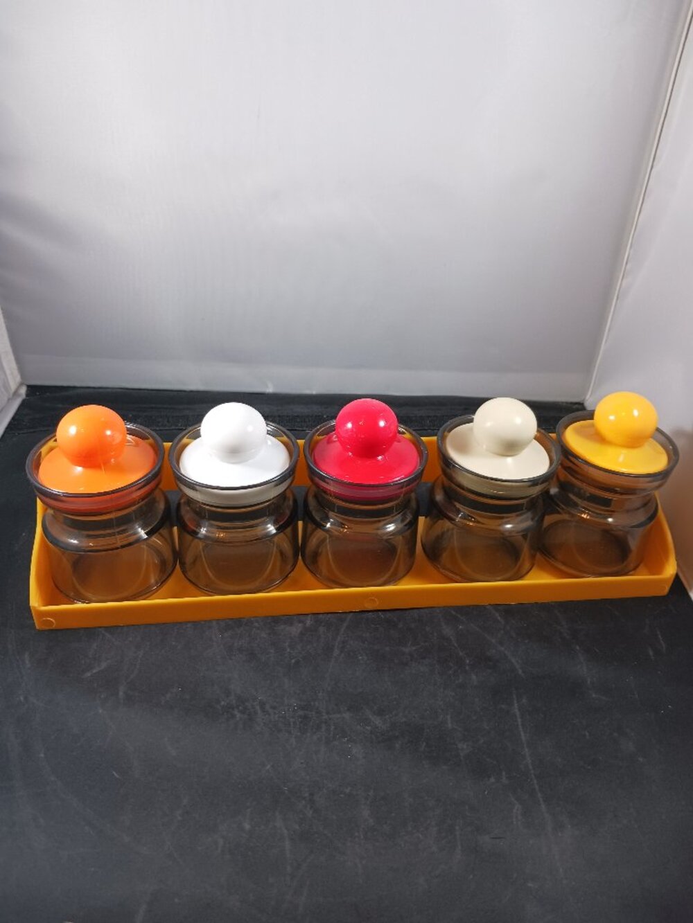 Vintage 70's Retro Style Plastic Spice Storage Container Jars